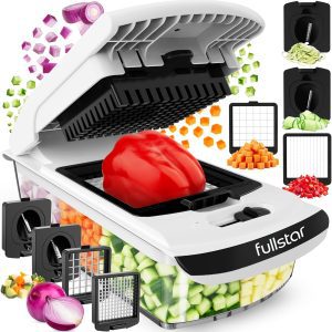 Fullstar Pro Vegetable Chopper – 4-in-1 Food Chopper and Dicer with Spiralizer, BPA-Free, White