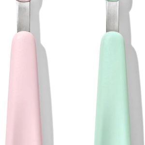 OXO Tot Silicone Feeding Spoon Set – Soft-Tip Baby Spoons for Self-Feeding, 2-Pack in Opal & Blossom, BPA-Free
