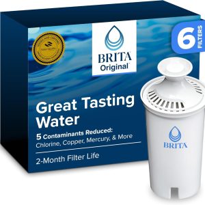 Brita Standard Replacement Water Filters 6-Pack – NSF-Certified for Chlorine, Copper & Mercury Reduction, Each Lasts 40 Gallons