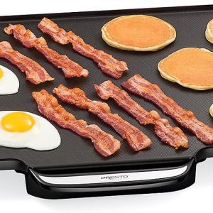 Presto 22-Inch Electric Griddle – Extra-Large Nonstick Ceramic Surface with Removable Handles, Black