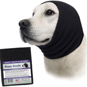 ZONI PETS Happy Hoodie Calming Dog Band – Anxiety Relief for Grooming, Thunder, Fireworks – Machine Washable, Large, Black