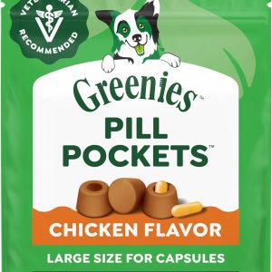 Greenies Pill Pockets for Dogs Large – Vet-Recommended Chicken-Flavored Treat Pouches for Hiding Capsule Medication, 15.8 oz Pouch