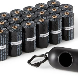 Amazon Basics Dog Waste Bags – 300 Large Leak-Proof Poop Bags with Dispenser and Leash Clip, Unscented, 13×9 Inches