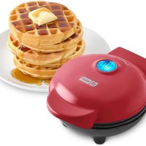 Dash Mini Waffle Maker – Compact Nonstick Electric Iron for Homemade Treats, Quick Heat-Up, Space-Saving Design, Red