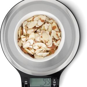 Amazon Basics Digital Kitchen Scale – Stainless Steel Platform with LCD Display, Tare Function, 11lb Capacity, Batteries Included