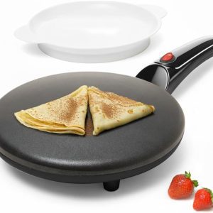 Moss & Stone 8-Inch Electric Crepe Maker – Nonstick Portable Pan with Auto Temperature Control and Batter Tray