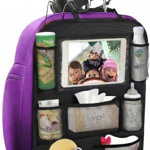 ONE PIX Backseat Car Organizer Mats – 8-Pocket Storage with Tablet Holder for Kids and Family Road Trips