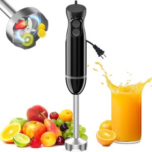 Bonsenkitchen 300W Immersion Hand Blender – Portable Stick Mixer with Stainless Steel Blades for Soups, Smoothies and Baby Food