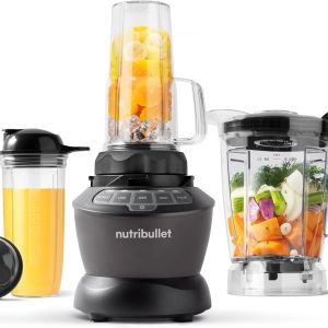 Nutribullet 1200W Full-Size Blender Combo – 64oz Pitcher and 32oz Single-Serve Cup for Smoothies and Soups, Dark Gray