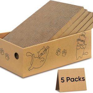 AGYM 5-Pack Cardboard Cat Scratcher Pads – Large Scratching Boards for Indoor Cats, Recyclable Corrugated Design
