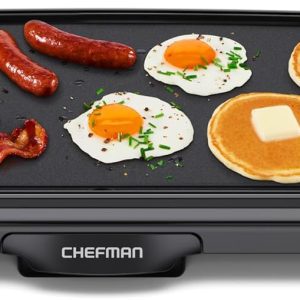 Chefman XL 10×20-Inch Electric Griddle – Immersible Flat Top with Adjustable Heat, Nonstick Surface & Drip Tray