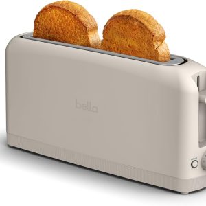 BELLA 2-Slice Slim Toaster – Space-Saving Design with 6 Shade Settings, Extra-Wide 10-Inch Slot, High-Lift Lever, and Removable Crumb Tray