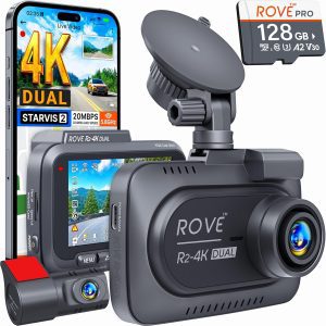 ROVE R2-4K Dual Dash Cam – Front & Rear with STARVIS 2, 5G WiFi, GPS, and Free 128GB Card Included