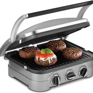 Cuisinart Griddler 5-in-1 Indoor Grill & Panini Press – Nonstick Contact Grill with Dual Temperature Controls, Dishwasher-Safe Plates, Stainless Steel