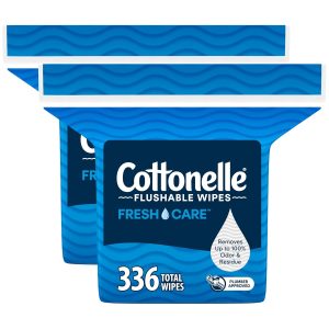 Cottonelle Fresh Care Flushable Wet Wipes – 336 Count Value Pack, Gentle Alcohol-Free Personal Cleansing Wipes