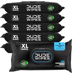 DUDE Wipes Unscented Flushable Wet Wipes – 288 Count Bulk Pack, Hypoallergenic & Septic-Safe Adult Wipes