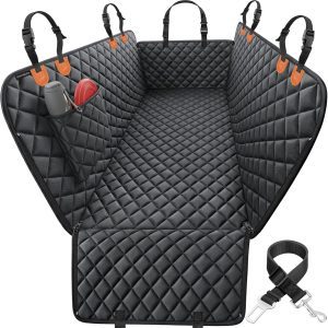 URPOWER Dog Car Seat Cover for Back Seat – Waterproof Hammock Style with Side Flaps, 600D Oxford Fabric, Scratch Resistant, Easy Install, Black