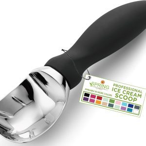 Spring Chef Heavy Duty Ice Cream Scoop – Professional Stainless Steel Scooper for Hard Frozen Treats
