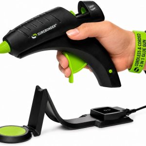 Surebonder Cordless & Corded Hot Glue Gun – 60W Full-Size with Heating Base, High Temp