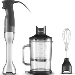 Breville Control Grip Immersion Blender – 15-Speed Hand Blender with Whisk, Chopper & 42oz Jug