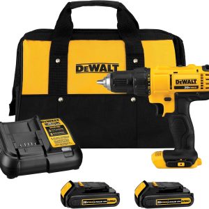 DEWALT 20V Max Cordless Drill Driver Kit – Two-Speed High-Performance Motor with 2 Batteries, Charger and Contractor Bag