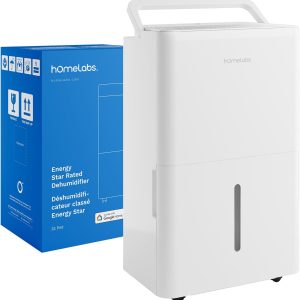 hOmeLabs Smart Dehumidifier 4,500 Sq Ft – 32 Pint Wi-Fi Moisture Remover with Auto Shut-Off & Drain Hose