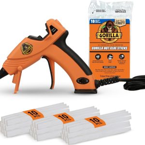 Gorilla Mini Hot Glue Gun Kit – Dual-Temperature Craft Gun with 30 Glue Sticks, Precision Nozzle and Safety-Fuse Design