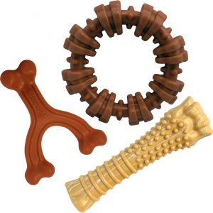 Nylabone Power Chew Dog Toys 3-Pack for Large Breeds – Flavor Medley Bones, Tough Chews for Aggressive Chewers