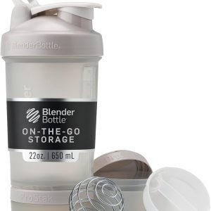 BlenderBottle ProStak 22oz Shaker with Storage Jars – Leak-Proof Protein Bottle with Pill Organizer & BlenderBall