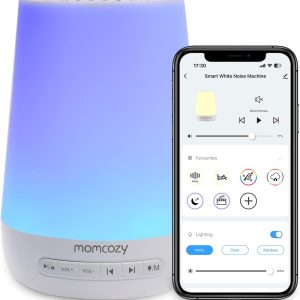 Momcozy Smart Baby Sound Machine with Night Light – 34 Soothing Sounds, App Control & Sleep Trainer for Toddlers