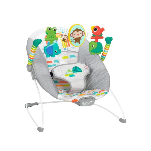 Bright Starts Playful Paradise Baby Bouncer – Soothing Vibrations, Spinning Toys & Washable Seat, 0-6 Months