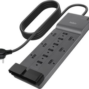 Belkin 12-Outlet Surge Protector Power Strip – 3,780 Joules, 8ft Flat Plug, UL-Listed for Home & Office