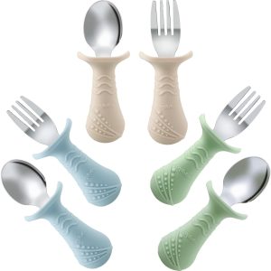 PandaEar 6-Piece Toddler Fork & Spoon Set – Stainless Steel with Soft Silicone Handles, BPA-Free & Dishwasher Safe