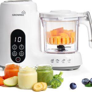 Grownsy Baby Food Maker – Steamer & Blender in One, BPA-Free Tritan Bowl, Auto & Manual Modes for Homemade Purees