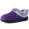 HomeTop Women’s Cable Knit Slippers – Warm Cozy House Shoes (Royal Purple)